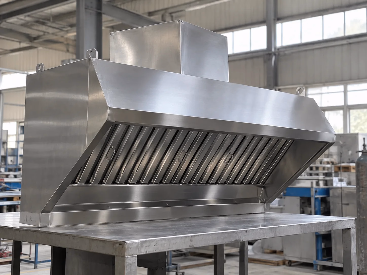 Stainless-steel commercial kitchen hood component