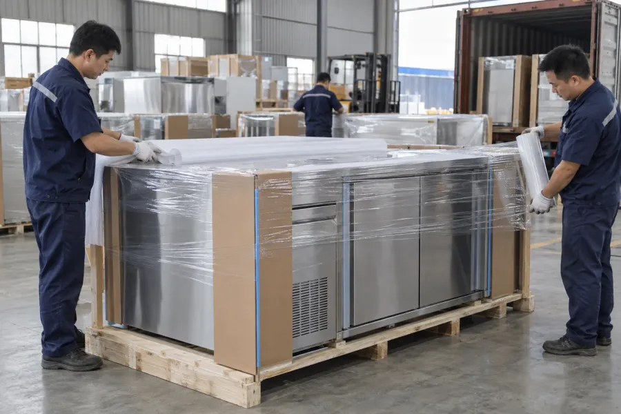 Stainless-steel products being protected for transport