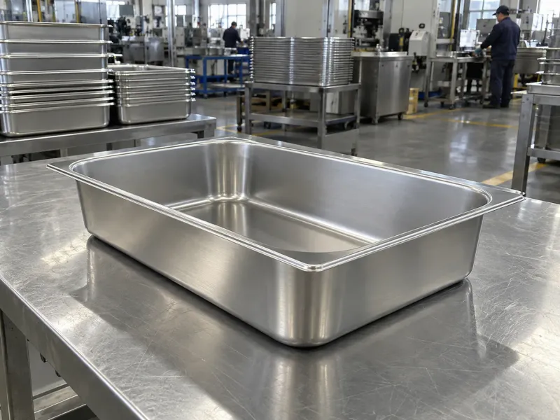 GN pan displayed on a stainless work surface