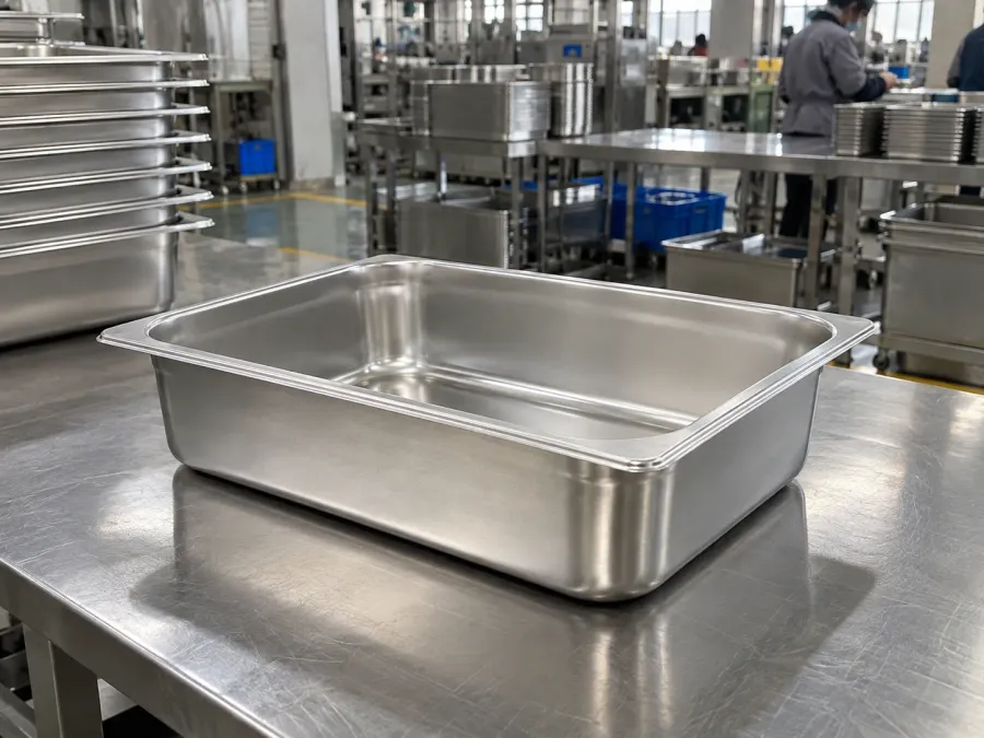 GN pan displayed in a commercial production setting